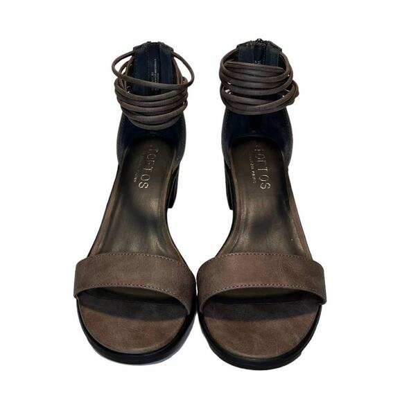 Toetos Womens Ivy_01 Fashion Block Heeled Sandals Size 10 Taupe Zip Back - Picture 3 of 16